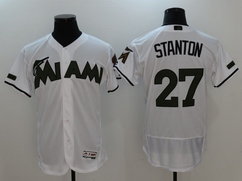 2017 Men MLB Florida Marlins #27 Stanton White Elite Commemorative Edition Jerseys->st.louis cardinals->MLB Jersey